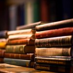 row old textbooks fills antique bookshelf generated by ai (1)